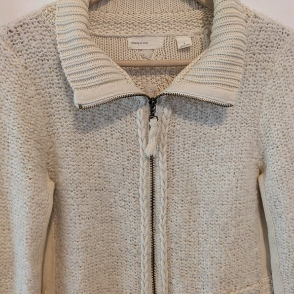Anthropologie Sleeping On Snow Northbound Ivory Zip Up Cardigan - Picture 4 of 16